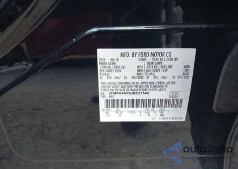 2018 Ford Edge Sport z USA, uszkodzony, nr VIN 2FMPK4AP6JBC61544